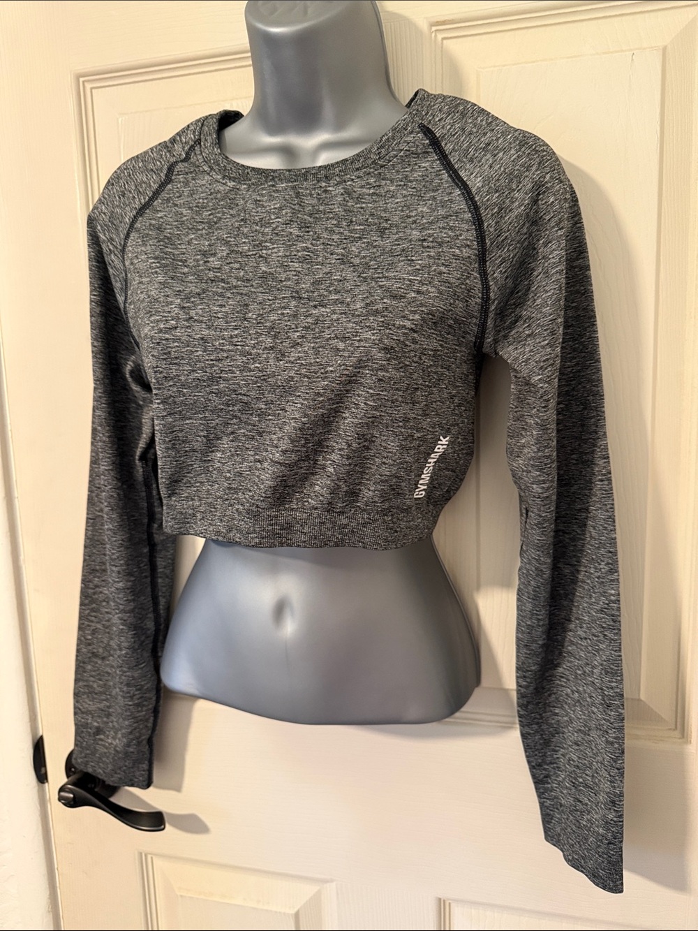 Gymshark Grey Marled Cropped Long Sleeve Top